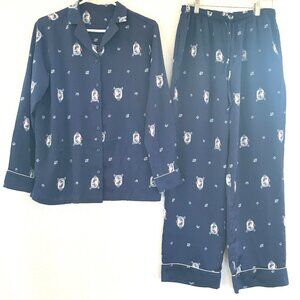 Disney Uniqlo snow white pajamas women's M navy/white button top princess satin